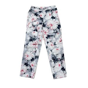 St. John Floral Ankle Pants Size 2 Pink Gray Straight Leg Whimsical USA Made